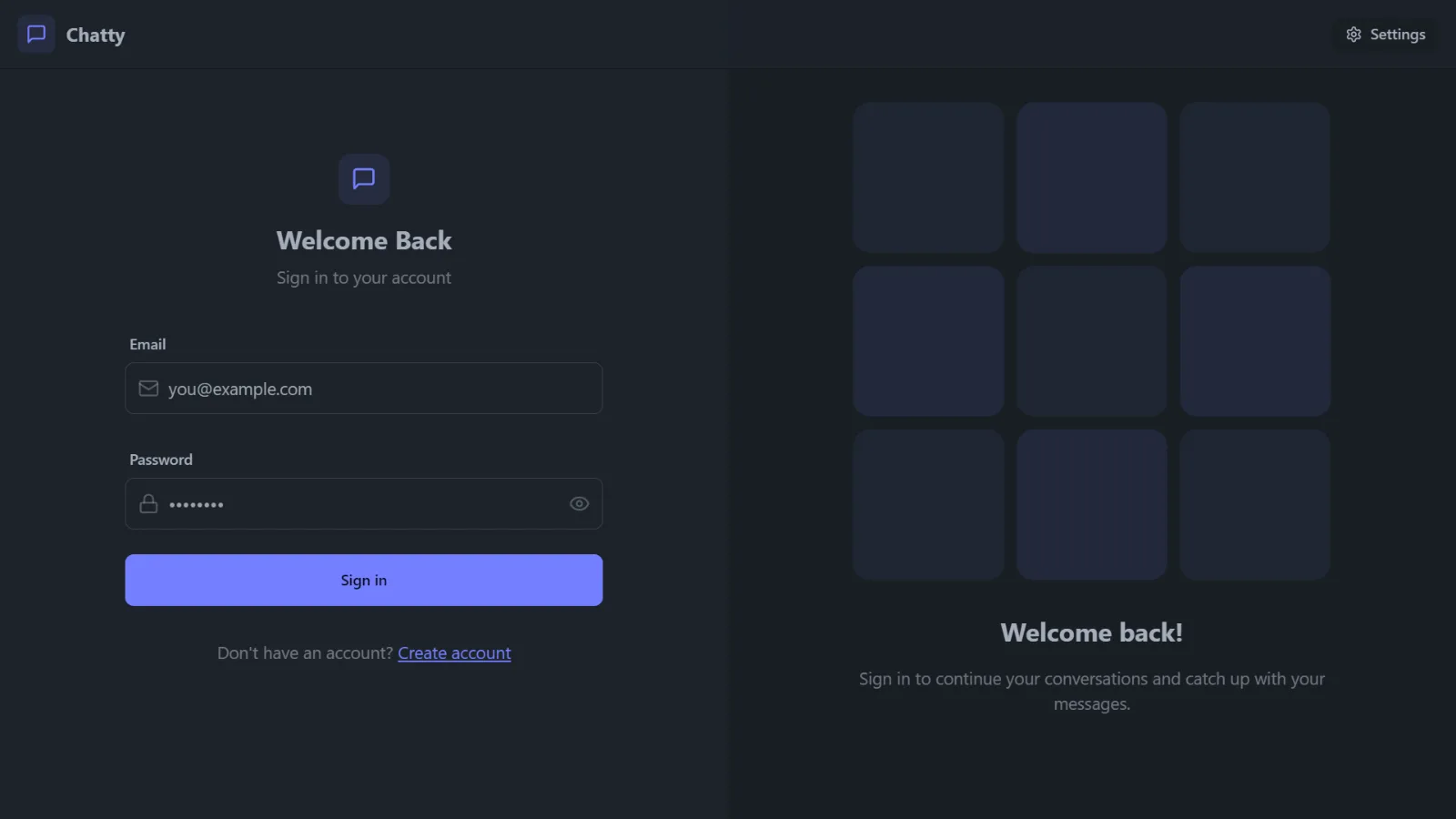 Screenshot of the Chatty real-time chat interface.
